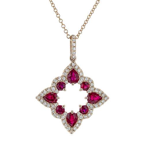 ZP921-R Color Pendant in 14k Gold with Diamonds