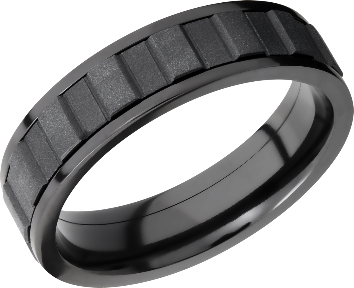 zirconium 6mm flat band with spinning center