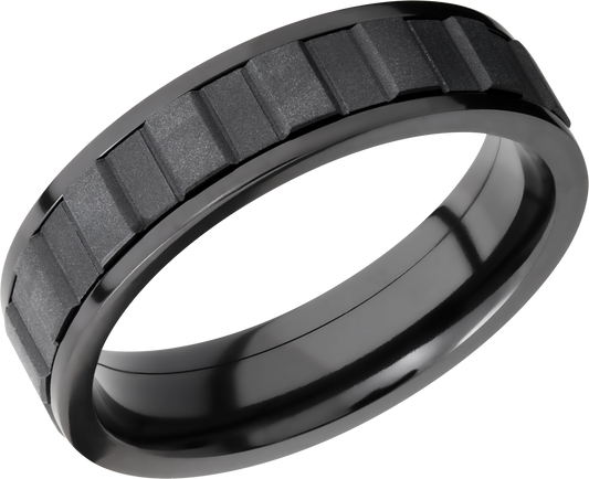 Zirconium 6mm flat band with spinning center