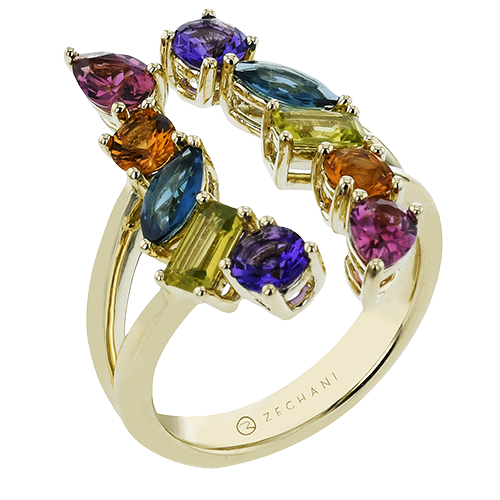 ZR2388 Color Ring in 14k Gold with Diamonds