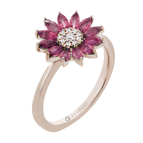 ZR2458-R Color Ring in 14k Gold with Diamonds